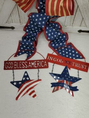 God Bless America & In God We Trust Metal Stars Wall Sign Patriotic 4th of July